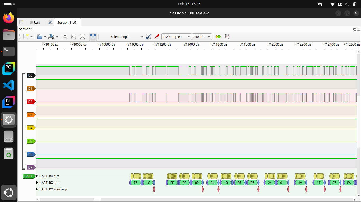 Image of PulseView showing data